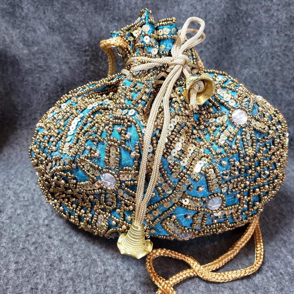 Turquoise bucket bag